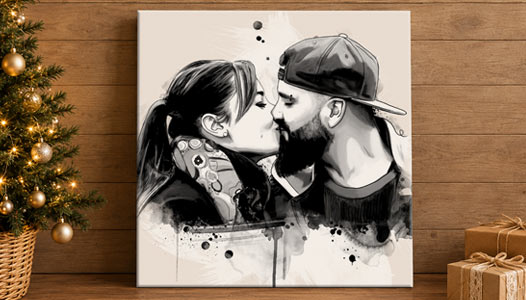 Portrait de couple dessiné
