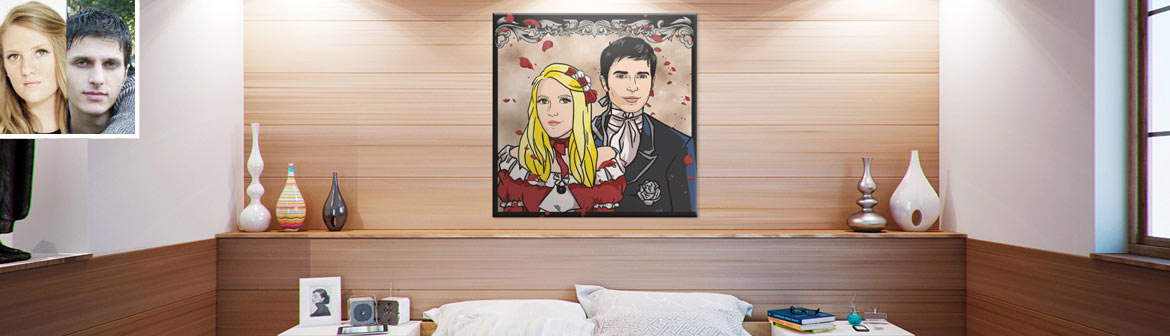 Tableau manga personnalisé style romantique