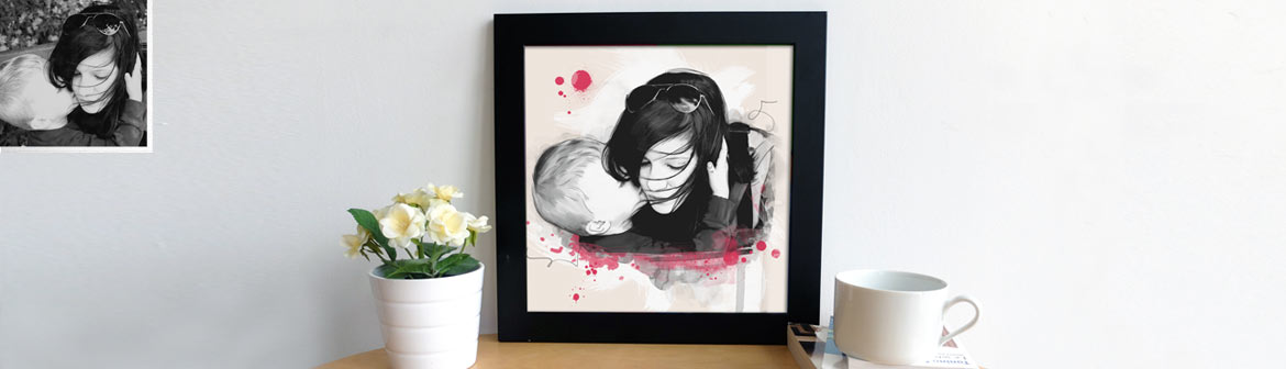Cadeau fête des mères originale avec un portrait d'elle