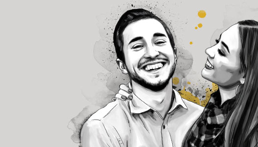 Portrait de couple dessiné