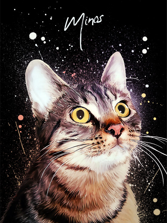 Example of custom portrait with a dog