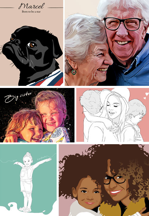 Exemples de portraits modernes d'après photo