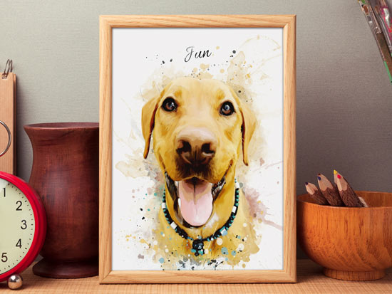 Watercolor pet portrait from photo