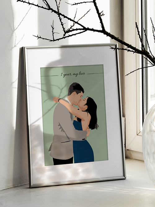 Tableau illustration minimaliste de couple