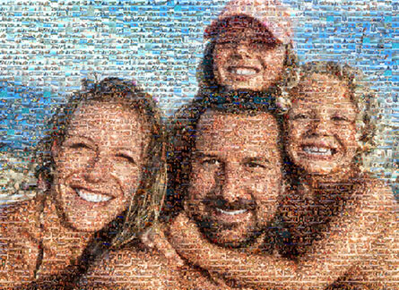 A mosaic made of pictures of your family
