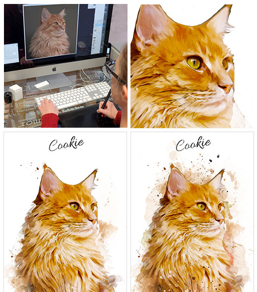 Creating a Watercolor Pet Portrait personalised with photo