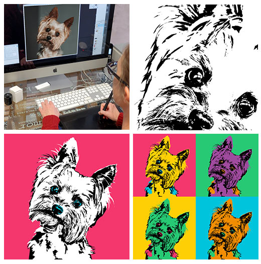 Creation of a pop art portrait of a dog