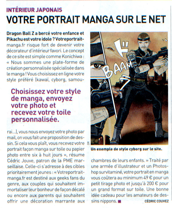 Votre portrait style manga dans le journal 20 minutes