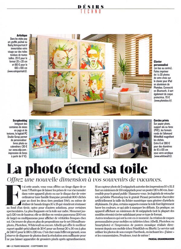 Article sur Votre portrait.fr dans le Figaro Magazine