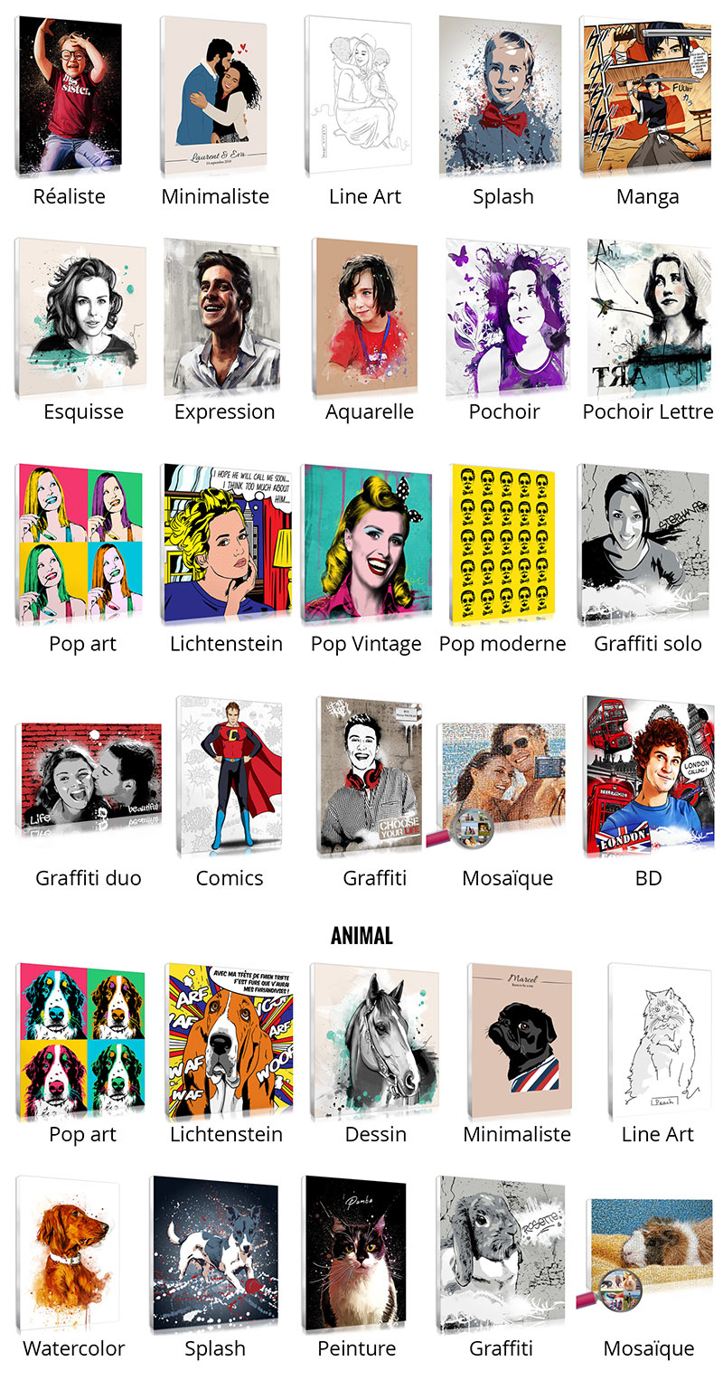 Nos styles de portraits personnalisés