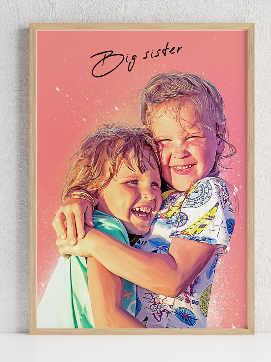 Exemple de portrait de famille en peinture personnalisée