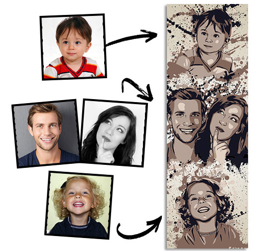 An original family portrait made from several photos