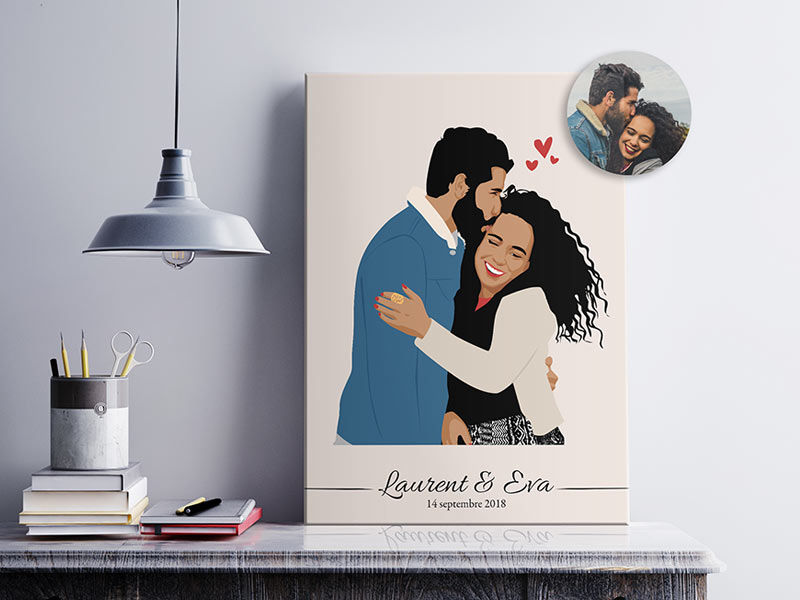 Cadeau couple personnalisé : offrez votre portrait à deux