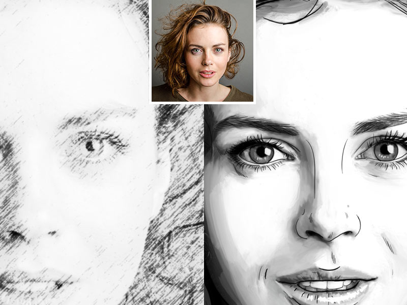 How to transform a photo into an art drawing ? Behind the scenes of a successful portrait